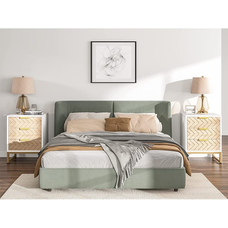 Modern Nightstand with 3 Drawers for Bedroom