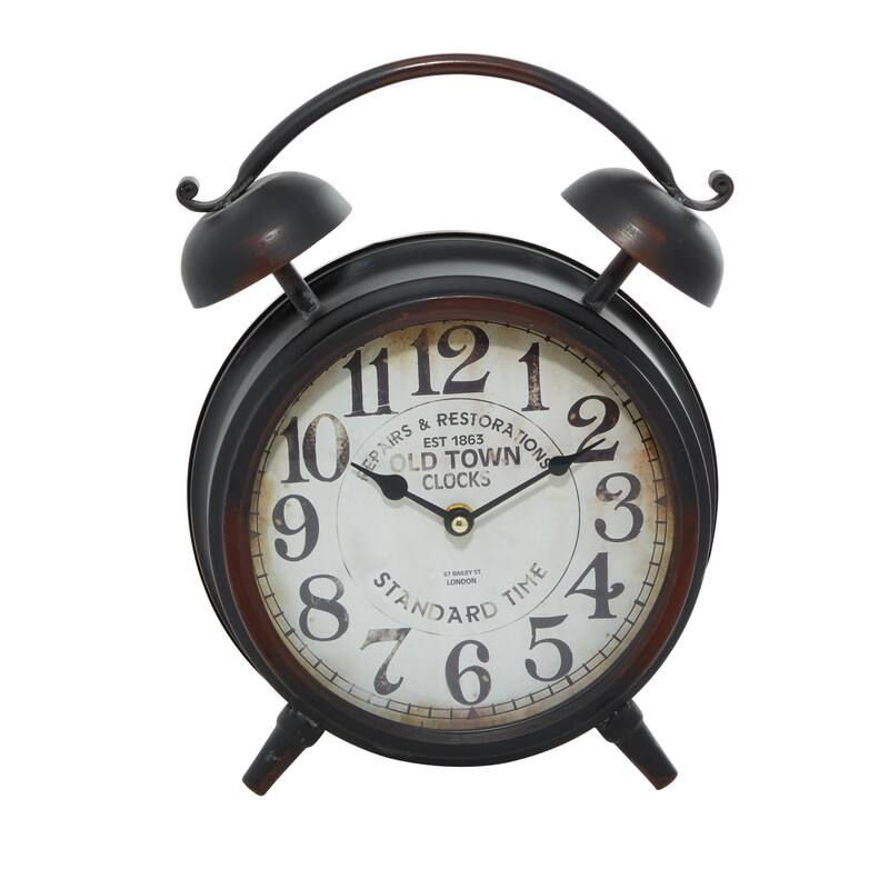 Black Metal Decorative Clock with Bell Style Top