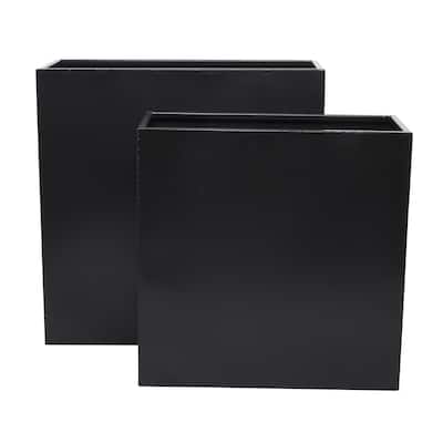 Metal Minimalistic Rectangular Indoor Outdoor Planter - Set of 2 Black or White - Roche River Decor