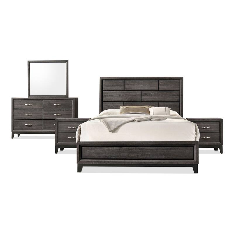 Furniture of America Lante Modern 5-Piece Two-Tone Design Panel Bedroom Set