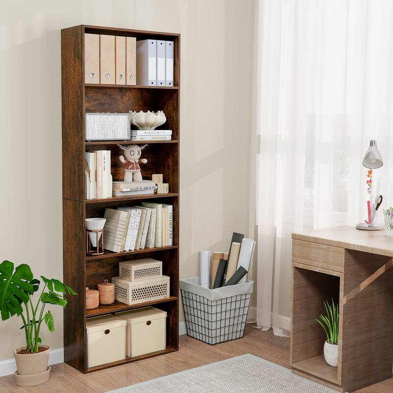Gymax 2PCS 70'' all 6-Tier Bookcase w/ 6 Open Shelves Anti-Toppling