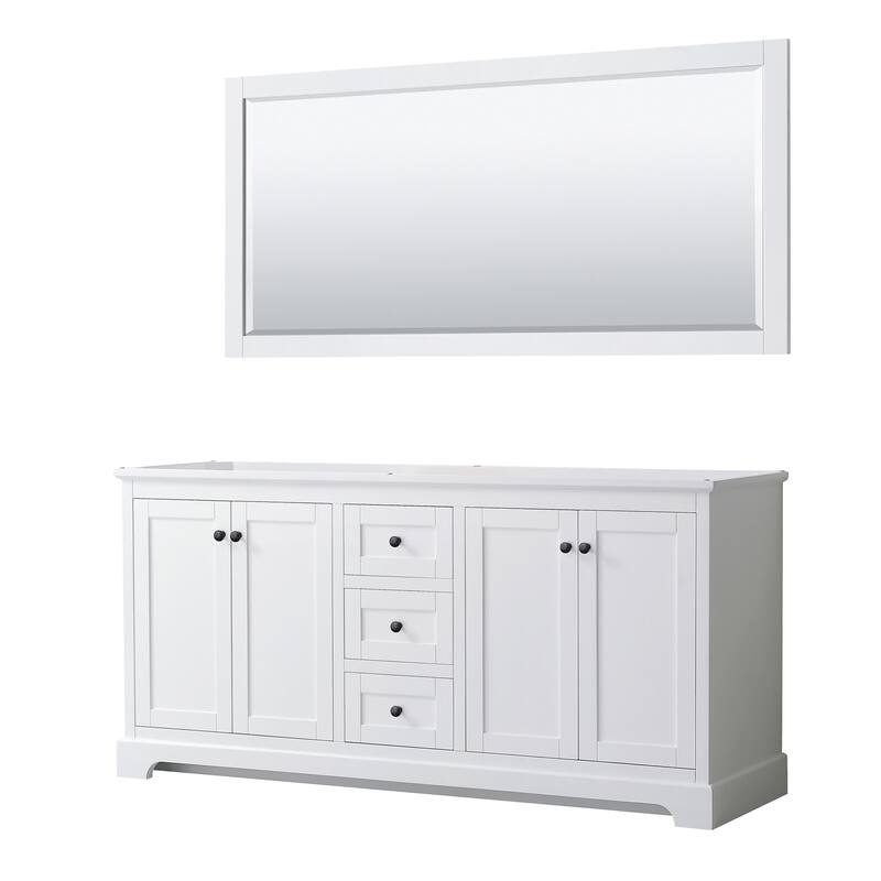Wyndham Collection Avery 72" Double Free Standing Vanity Cabinet - - White / Matte Black Hardware