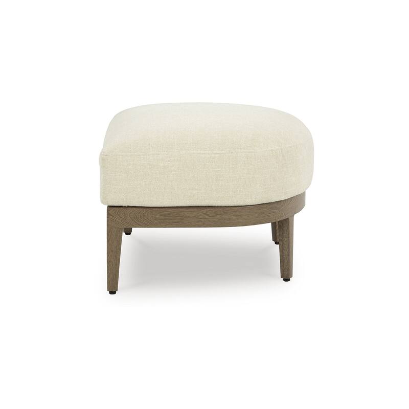 Signature Design by Ashley Serene Bay Beige/Dark Brown Outdoor Ottoman with Cushion