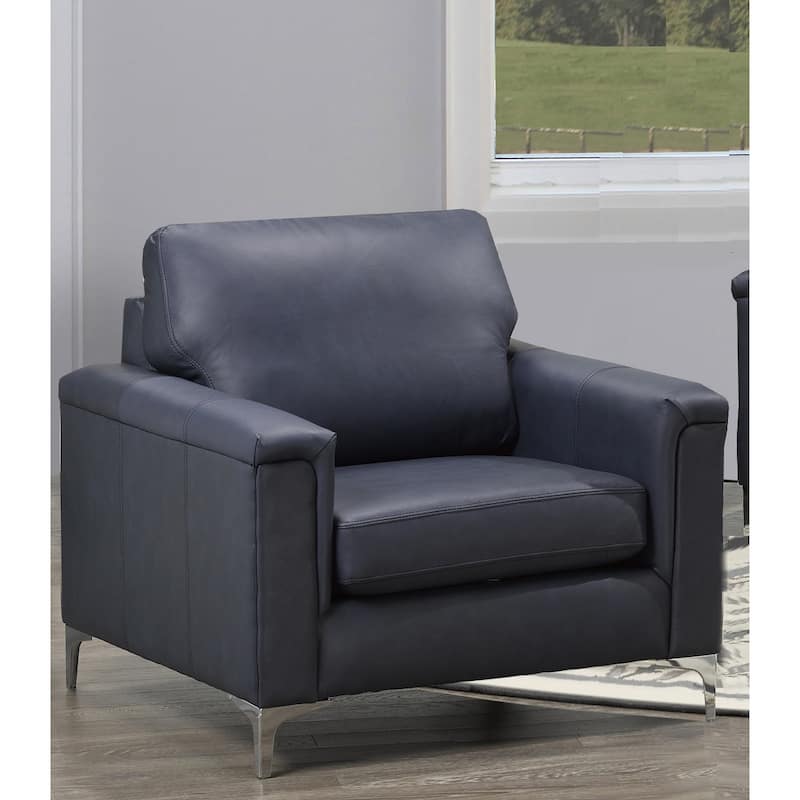 Lessa Modern Premium Top Grain Leather Chair - Blue