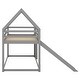 preview thumbnail 21 of 25, Twin Over Twin Bunk Bed with Slide House Shaped Bedframe w/Ladder