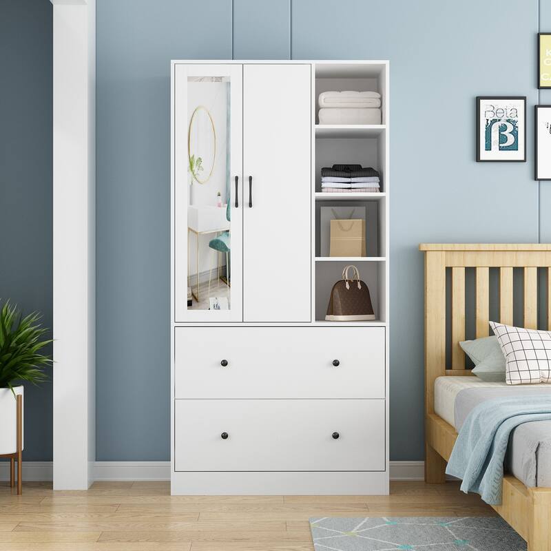 Scalable Hanging Rod Wardrobe Closet Armoire Mirror Space Saving
