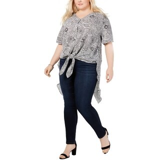 high low button down blouse