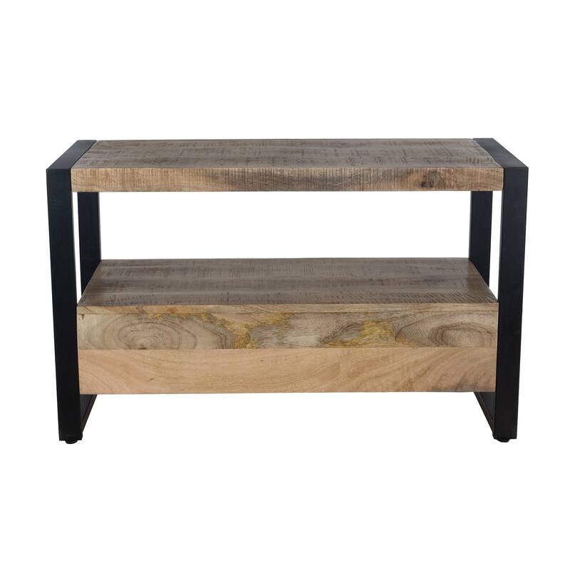 40" Mango Wood TV Stand with Industrial Style Drawers and Metal Frame