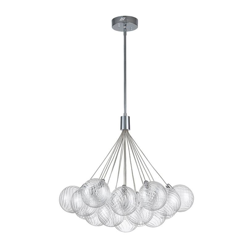 Contemporary Dimmable LED Cluster Glass Globe Chandelier - Chrome