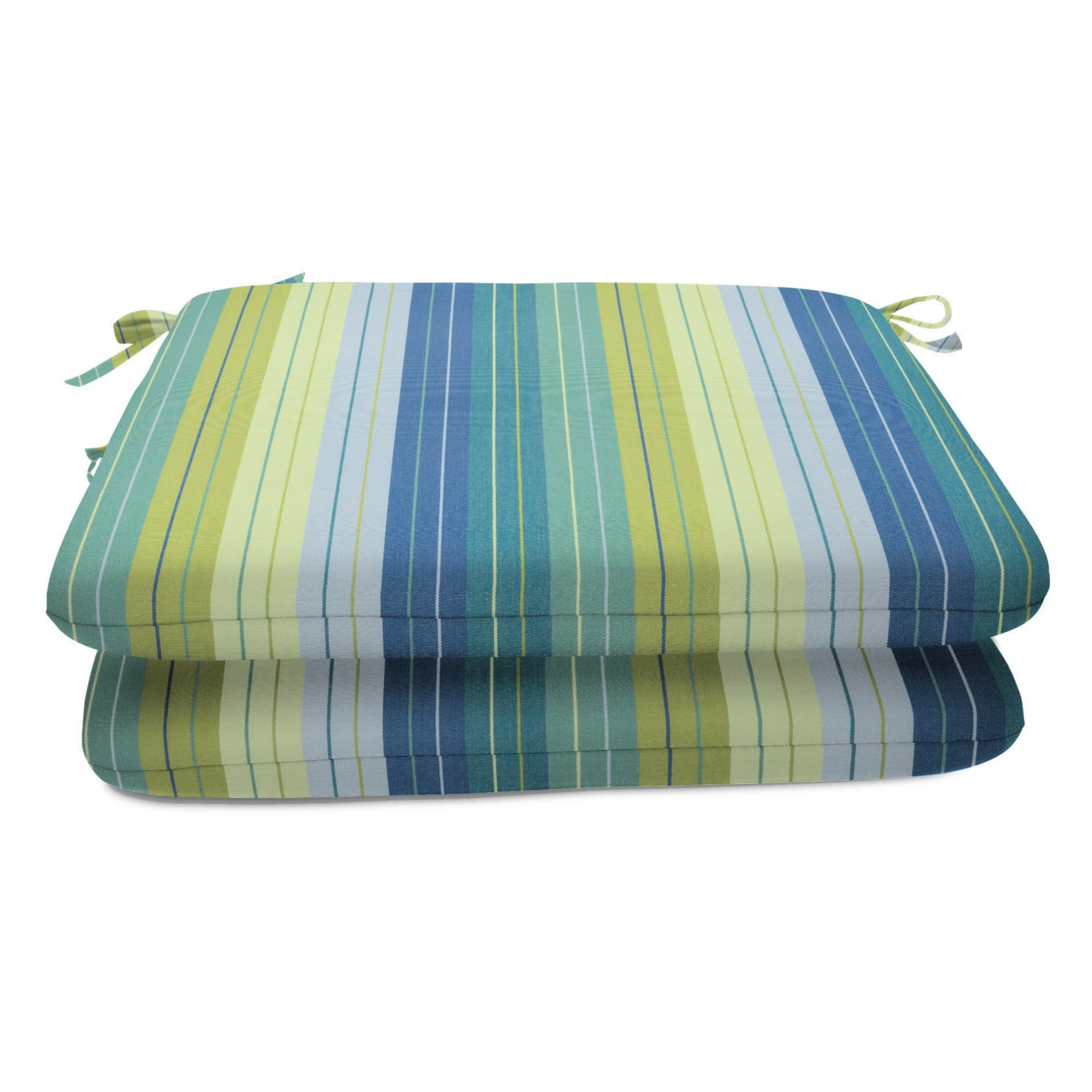 Casual Cushion Stripe Sunbrella® Fabric 2-Piece Outdoor Seat Pad Cushion