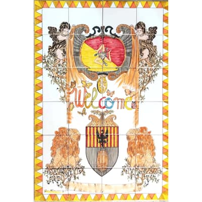 24x36 Italian Classic Welcome Sign Backsplash 24pc Ceramic Wall Tiles