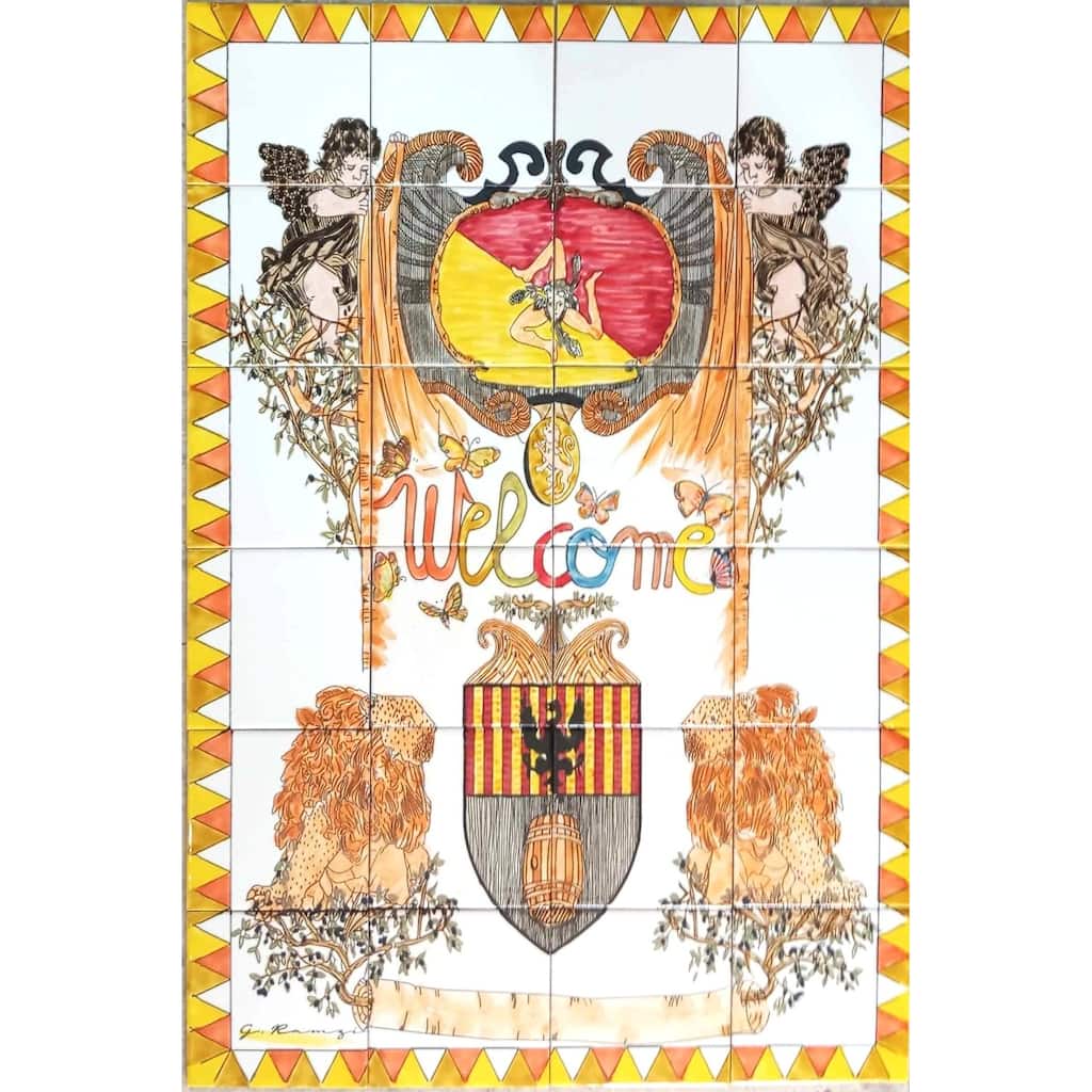 24x36 Italian Classic Welcome Sign Backsplash 24pc Ceramic Wall Tiles