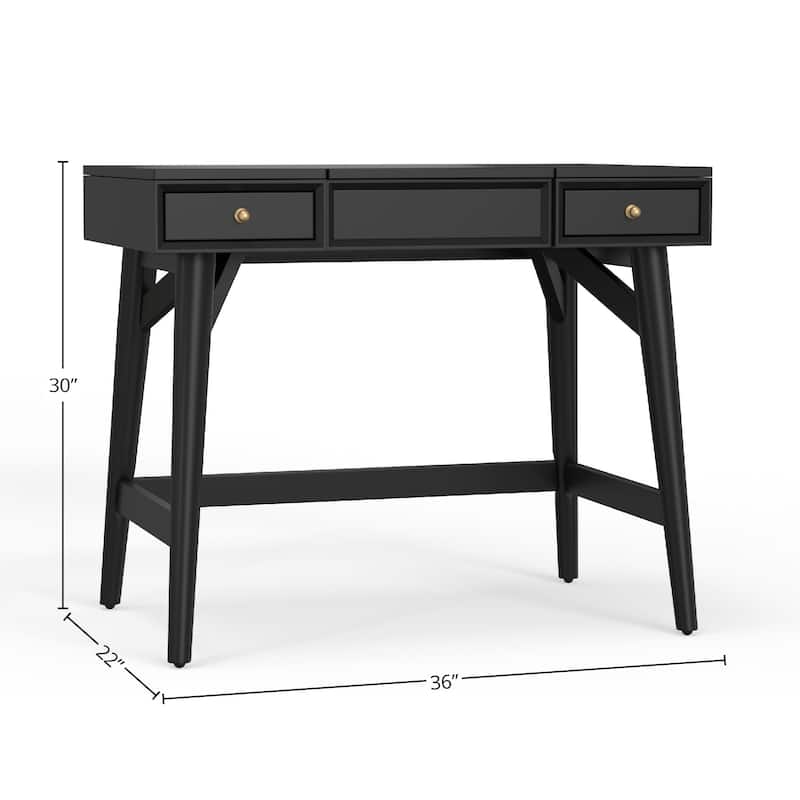 Alpine Furniture Flynn Wood Bedroom Vanity, Black - Black