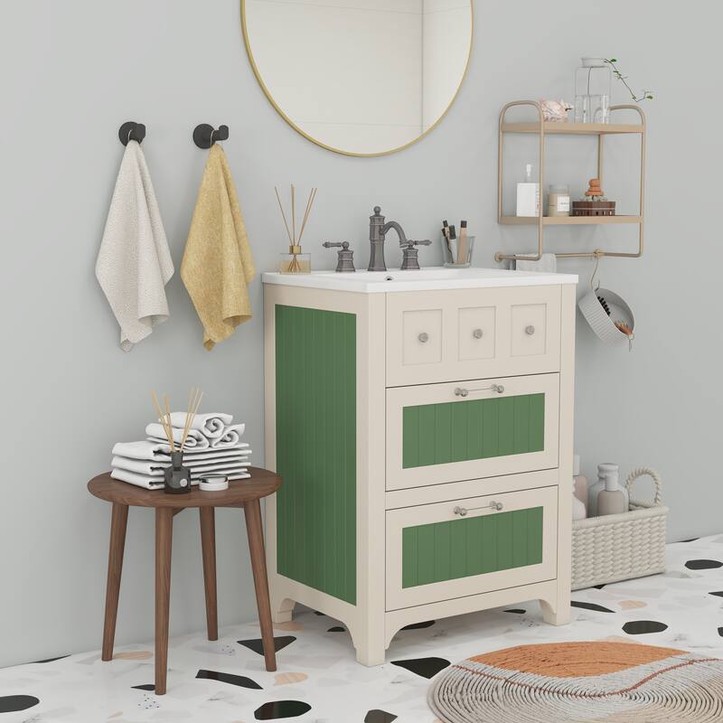 24" Bathroom Vanity Cabinet Set with 2 Drawers