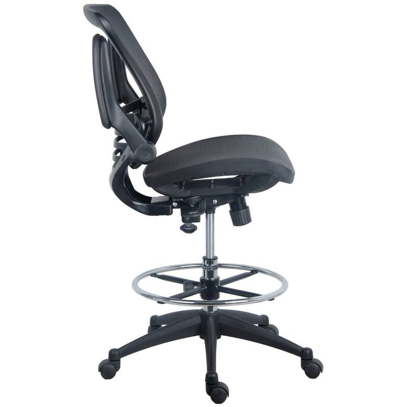Heavy Duty Mesh Drafting Chair with Black Frame, Ergonomic Mesh Seat, Adjustable Height and Swivel Casters