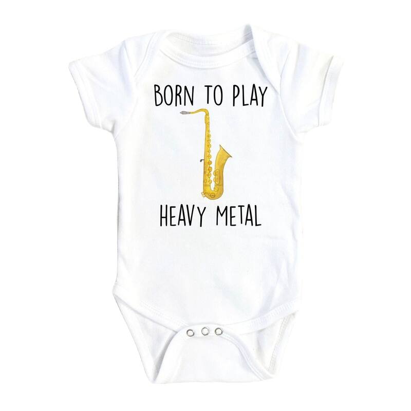 Saxophone Heavy Metal - Baby Boy Girl Clothes Infant Bodysuit Funny Cute Newborn - Natural - Newborn
