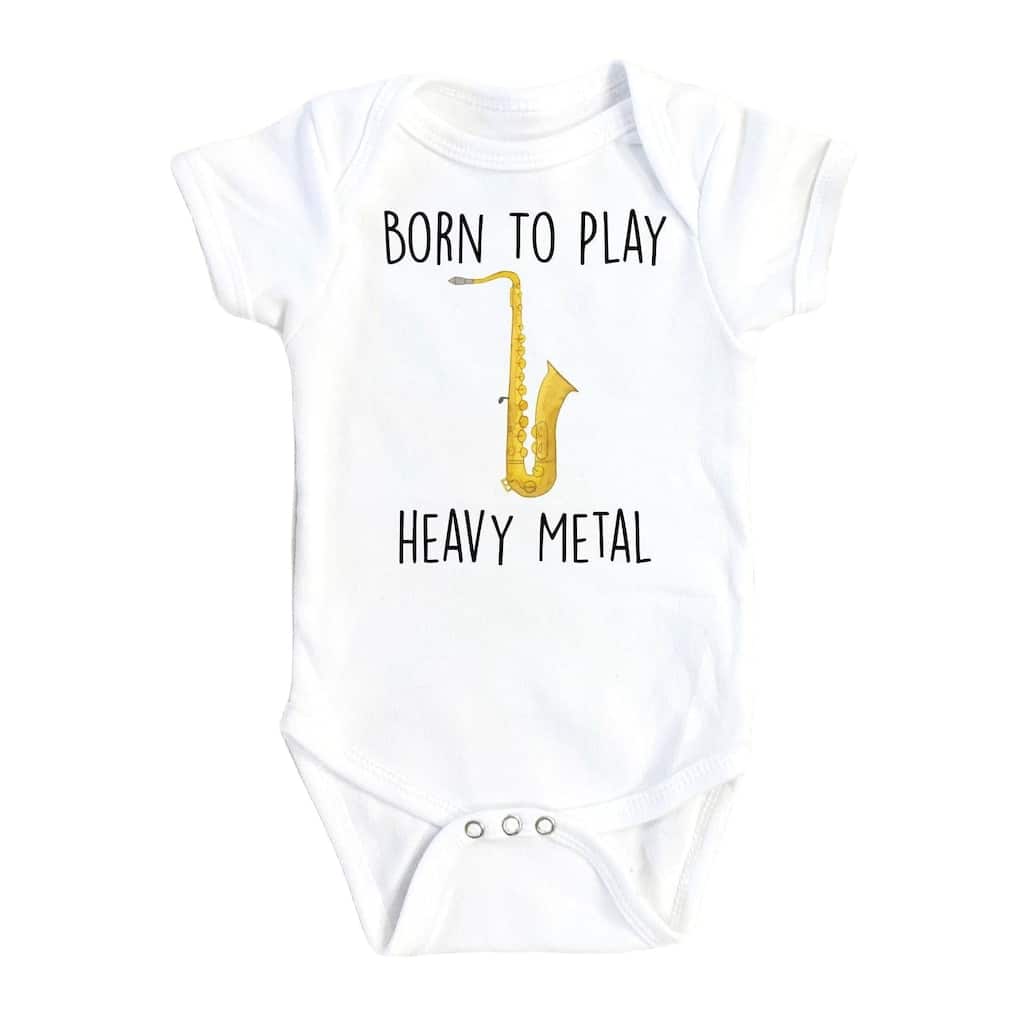 Saxophone Heavy Metal - Baby Boy Girl Clothes Infant Bodysuit Funny Cute Newborn