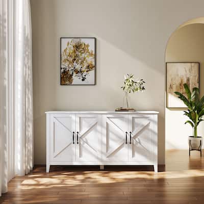 Storage Cabinet with 4 Doors and 4 Open Shelves for Living Room