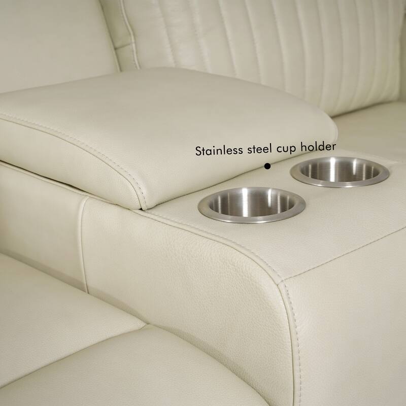 7PCS, 2 Power Recliners, Leather Reclining Sectional with Power Headrest