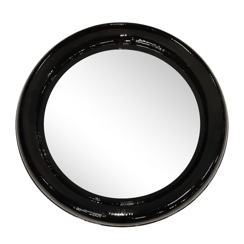 36" Mounted Round Metal Wall Mirror Contemporary Black Circle Hanging Mirror for Bedroom, Bathroom, Home or Office - 36" x 2" x 36" - Black