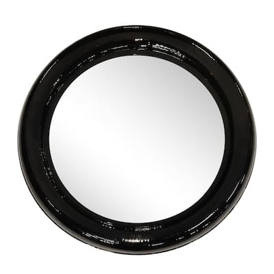 36" Mounted Round Metal Wall Mirror Contemporary Black Circle Hanging Mirror for Bedroom, Bathroom, Home or Office