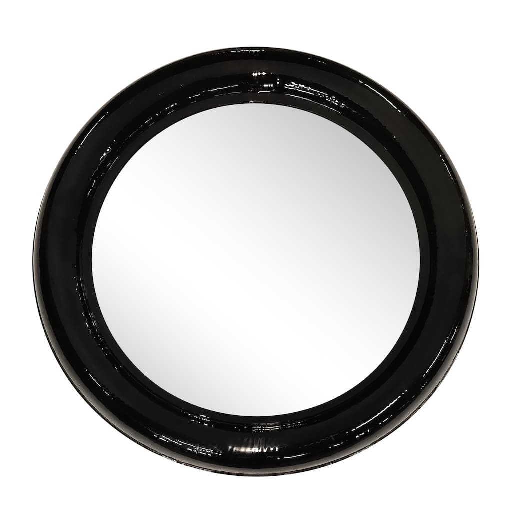 36" Mounted Round Metal Wall Mirror Contemporary Black Circle Hanging Mirror for Bedroom, Bathroom, Home or Office