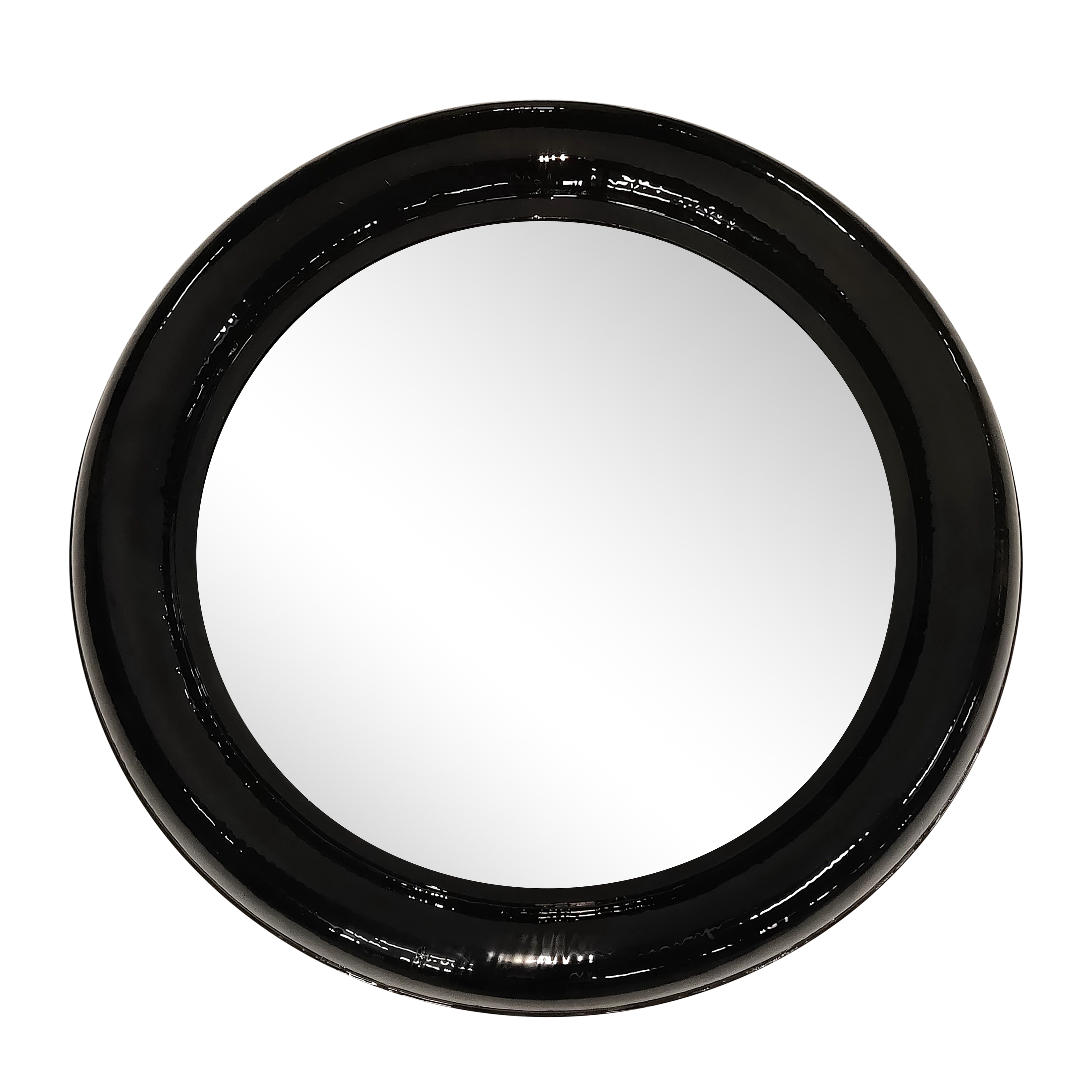 36" Mounted Round Metal Wall Mirror Contemporary Black Circle Hanging Mirror for Bedroom, Bathroom, Home or Office
