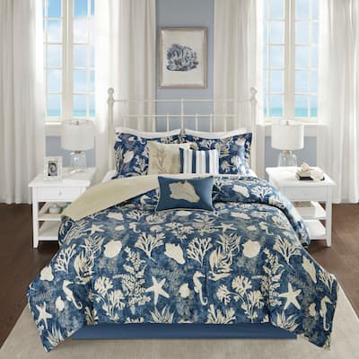 Madison Park Chatham Blue 7-piece Cotton Sateen Comforter Set