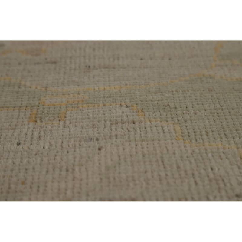 Vegetable Dye Oushak Turkish Rug Hand-Knotted Floral Wool Carpet - 8'5" x 9'10"