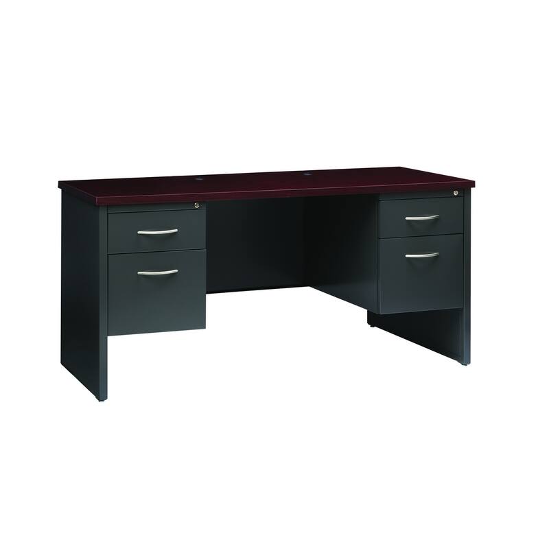 Hirsh 24D x 60W Double Pedestal Office Desk Credenza, Charcoal / Mahogany - Grey