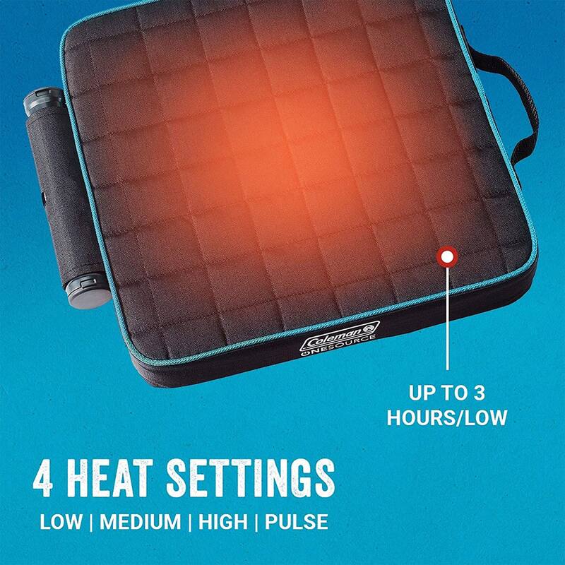 Coleman OneSource Outdoor Heated Camping Chair Pad with Rechargable Battery - (L x W x H): 18.12 x 15.75 x 2.75 inches