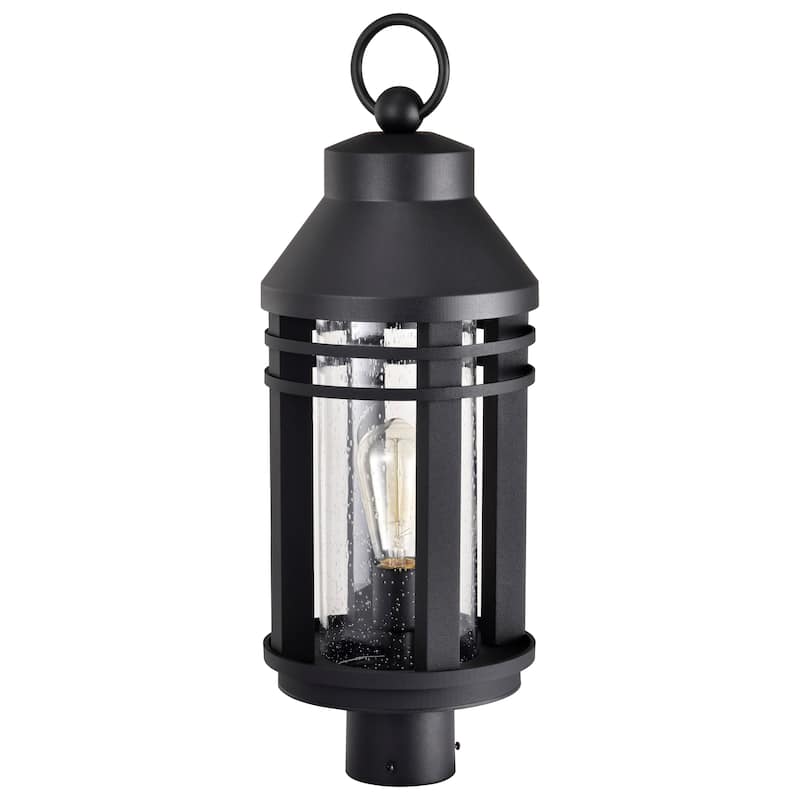 Wilton 1 Light Post Top Matte Black with Clear Seeded Glass - Matte Black