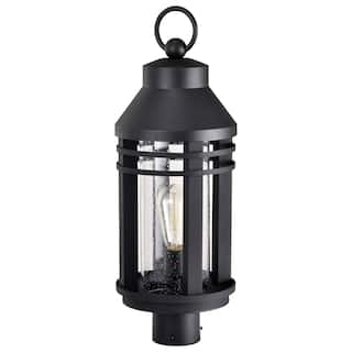 Wilton 1 Light Post Top Matte Black with Clear Seeded Glass