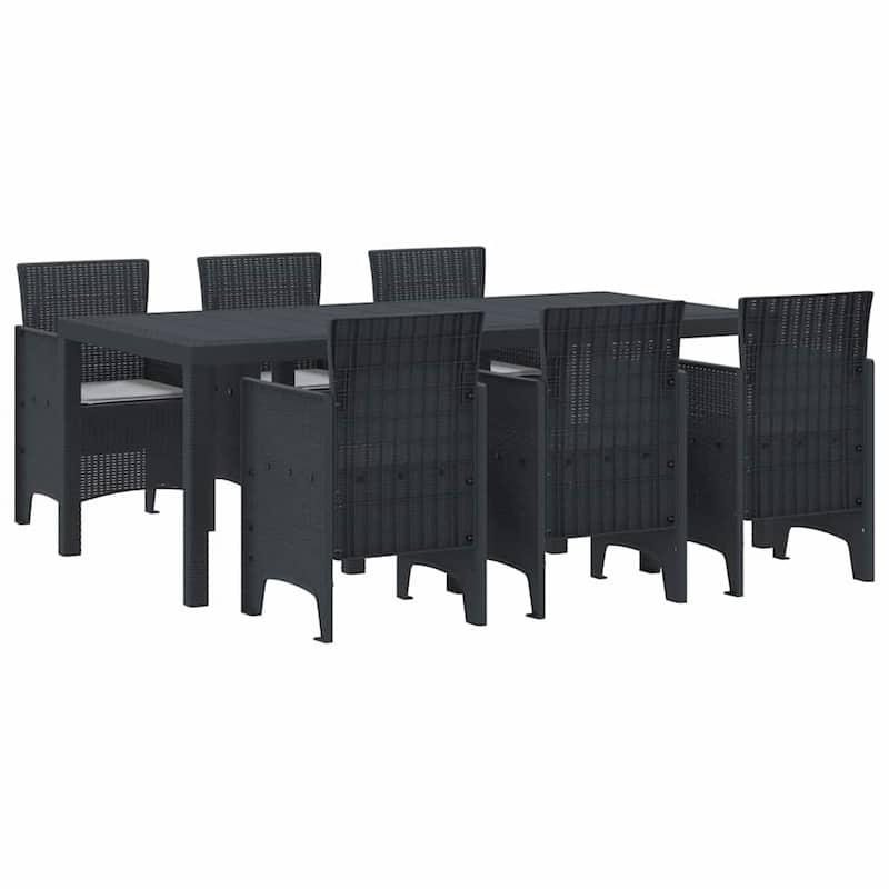 vidaXL Garden Dining Set 7/9 pcs Anthracite/Brown Polt rattan - 200 x 100 x 73 cm