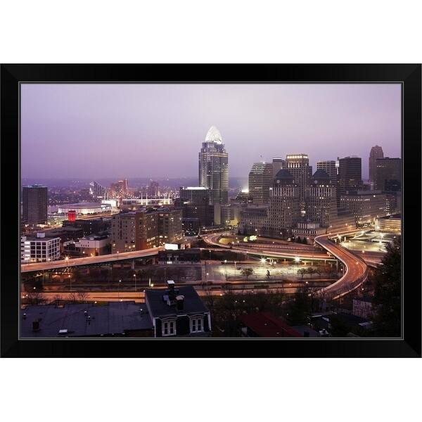 Shop Ohio Cincinnati Skyline At Dawn Black Framed Print Overstock 30189868