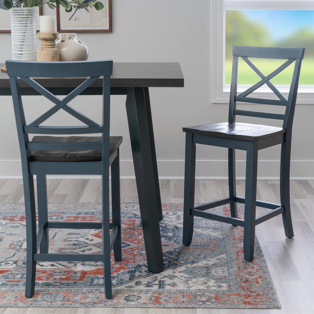 Kiri Blue 24-Inch Counter Height Bar Stool (Set of 2)