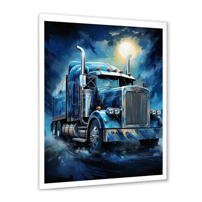 Designart "Red Semi Truck Custom Classic I" Truck Framed Wall Art Prints