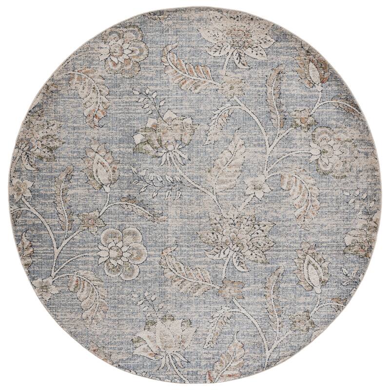 SAFAVIEH Grove Viorica Floral Rug - 6'7" Round - Blue/Ivory