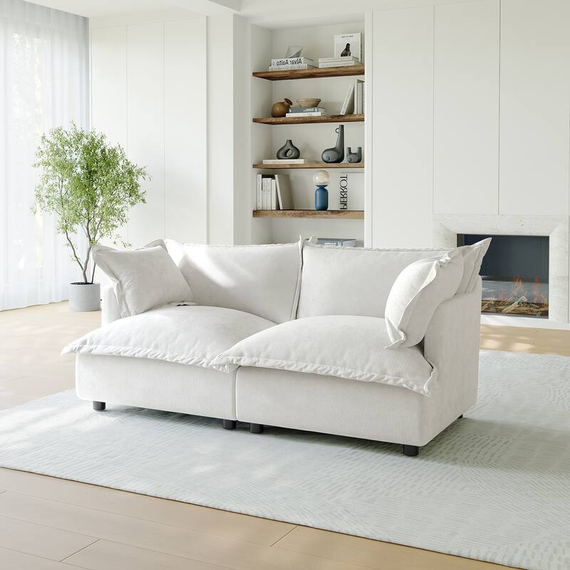 80"W Upholstered Chenille Comfy Cloud Couch Modular Sectional Sofa