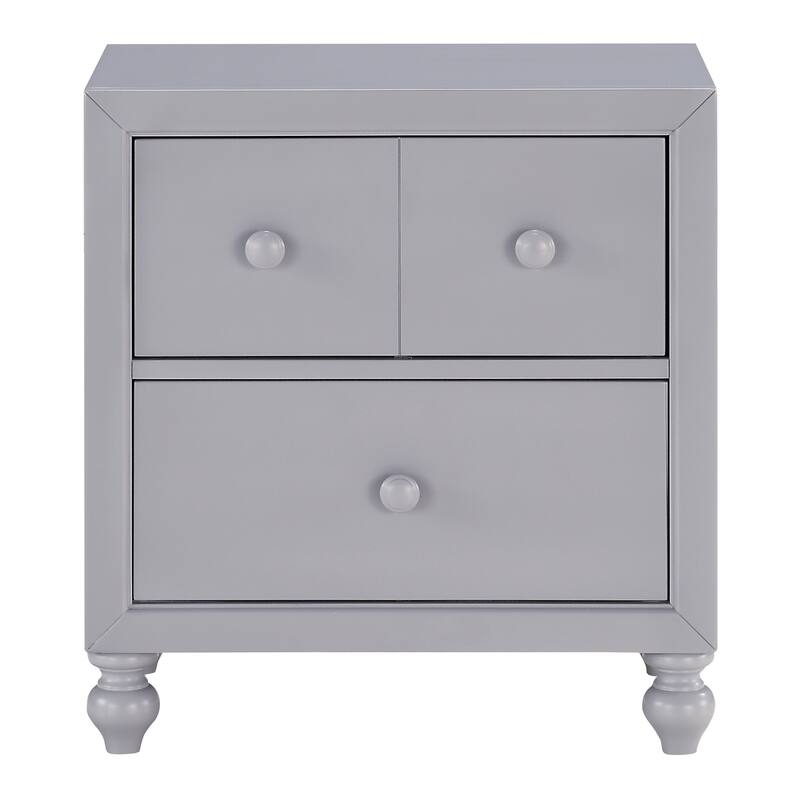 1pc Nightstand of Drawers Wood knobs Turned Feet