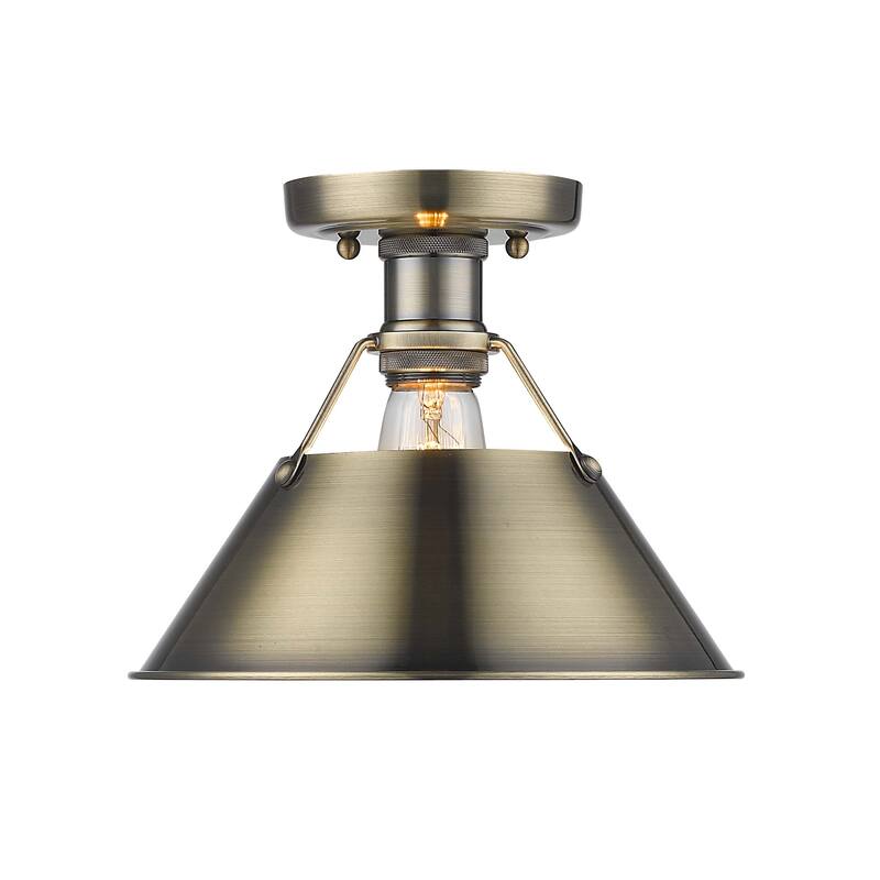 Yep by Golden Lighting Orwell 1-light Flush Mount in Pewter and Aged Brass shade - Silver