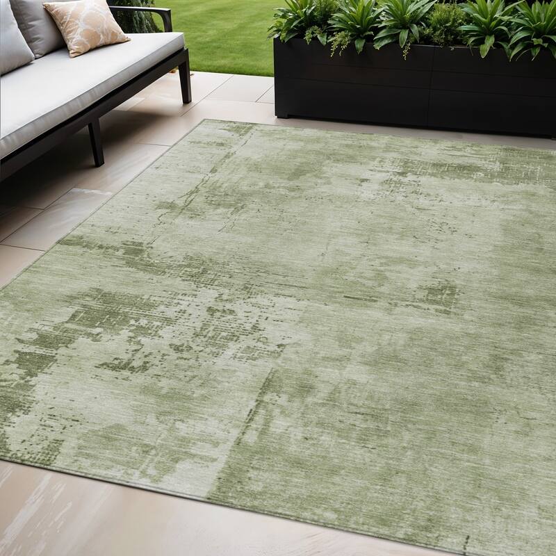 HomeRoots Abstract Transitional Rectangle Outdoor Rug - 5' X 8'
