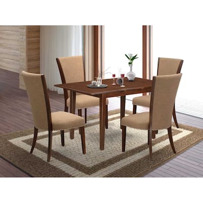 5-Piece Mahogany Finish Solid Wood Top - Dining Room Set - Seats 4