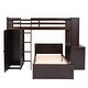 preview thumbnail 22 of 43, Twin Over Twin Size Bunk Bed Wooden Loft Bed with Wardrobe, Desk, Shelves, Safety Guardrail and Ladder