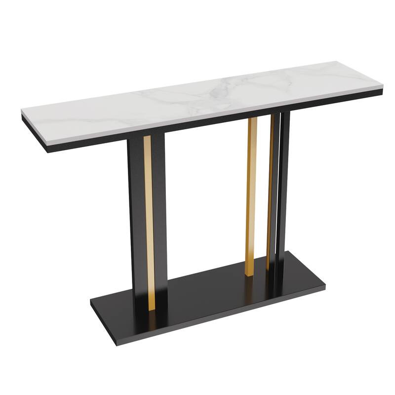 Glam Style Stone Top Accent Table for Hall Console Table Porch Table