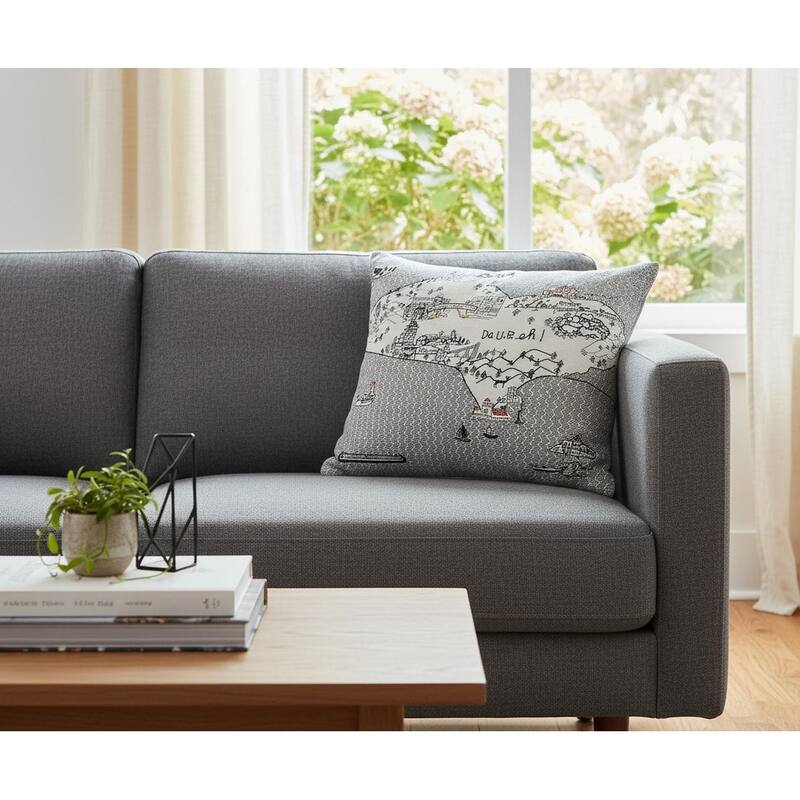 HomeRoots 14" X 24" Cream Michigan Upper Peninsula Daylight Skyline Lumbar Decorative Pillow