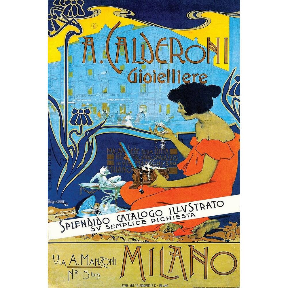 Milano A. Caleroni Vintage Advertising Art Poster - 24 x 36 Inch