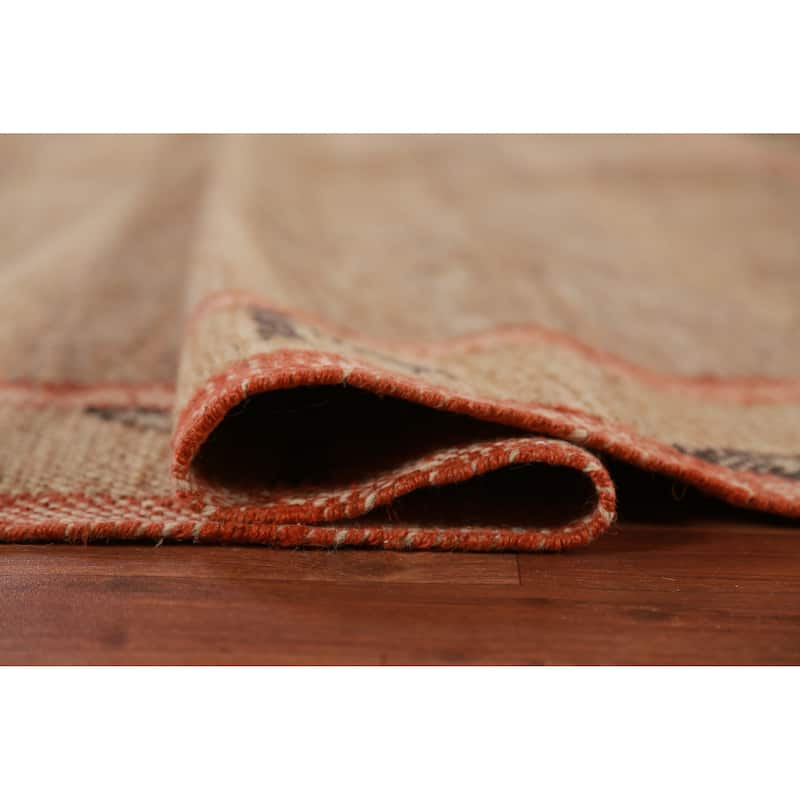 Hand Woven Oriental 100% Jute Carpet Southwestern Modern Brown Kilim Area Rug - 9' 9'' X 8' 8''