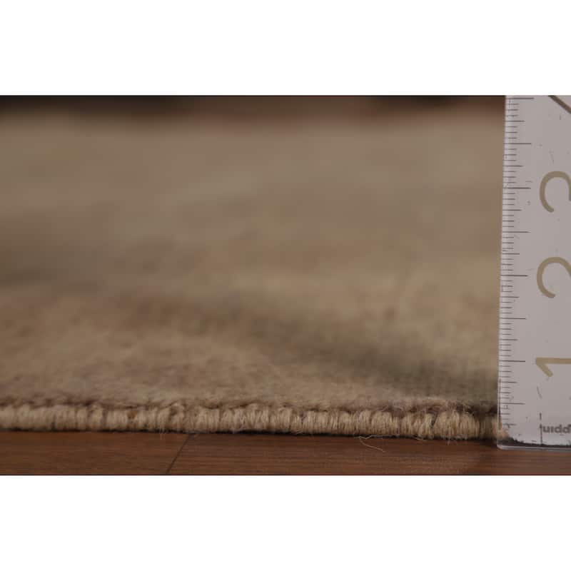Brown Solid Gabbeh Oriental Area Rug Handmade Wool Carpet - 6'9" x 10'0"