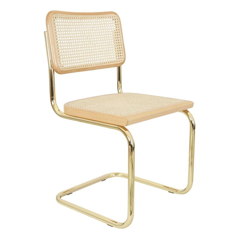 Breuer Chair Company Marcel Breuer Cesca Cane Cantilever Side Chair w/ Brass Steel Frame (Various Wood & Cane Colors)